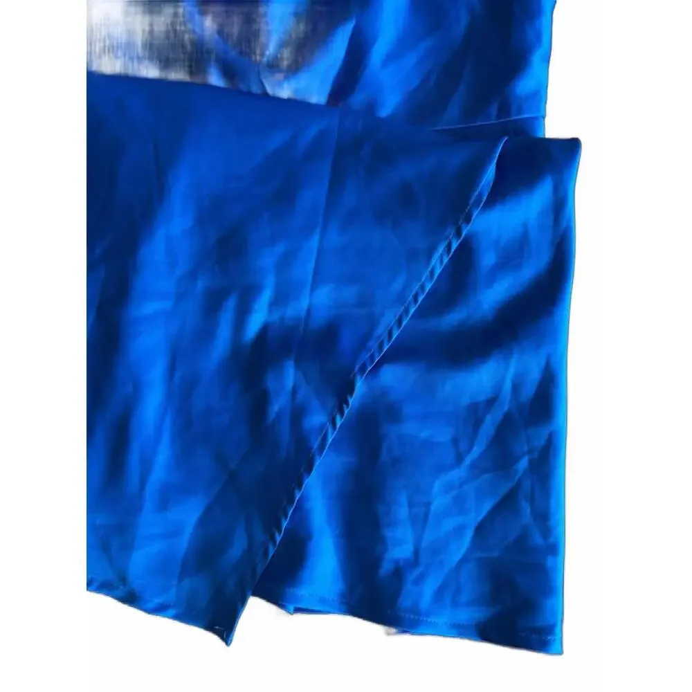 Dynamite Royal Blue Satin Cowl Neck Dress - Size Medium - Picture 2 of 4